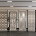 Modern Metal Room Divider With Perforated Geometric Patterns For Interior Decoration 3d model