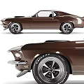 Brown Classic Two Door Sports Car With Sleek Body And Black Wheels