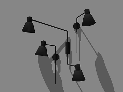 Modern Black Wall Mounted Lamps With Multiple Adjustable Light Heads And Sleek Design 3d model