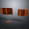 Open And Closed Wooden Storage Cabinets With Detached Wooden Board