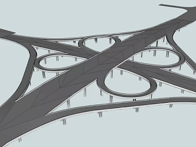 Modern Complex Bridge Interchange Design With Multiple Loops And Traffic Lanes 3d model
