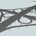 Modern Complex Bridge Interchange Design With Multiple Loops And Traffic Lanes 3d model