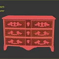 Classical Chest of Drawers with Marble Top Golden Ornate Handles and Elegant Wood Accents