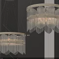 Elegant Modern Chandeliers with Hanging Crystal Tassels and Metal Frame Illuminated in Contemporary Space