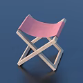 Pink Seat Wooden Stool With Crossed Legs And Minimalist Home Design