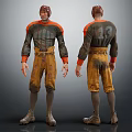 Man Wearing Vintage Football Uniform Number 13 Front Back Views Old Style Helmet Stained Pants 3d model