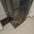 Modern Elevator With Glass Door And Black Frame Interior Staircase Lighting Design 3d model