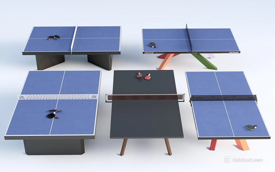 Various Ping Pong Tables with Different Styles as Sports Equipment Selection 3d model