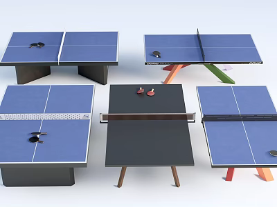 Various Ping Pong Tables with Different Styles as Sports Equipment Selection 3d model