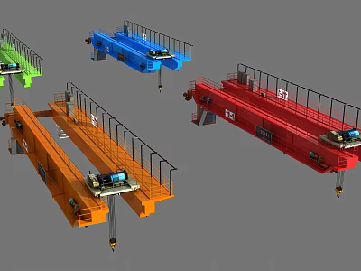 Industrial Equipment Bridge Cranes In Multiple Colors For Heavy Duty Lifting Operations 3d model