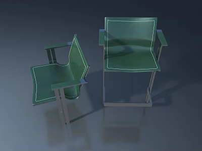 Green Leather Chairs With Metal Frame Modern Design For Living Room 3d model