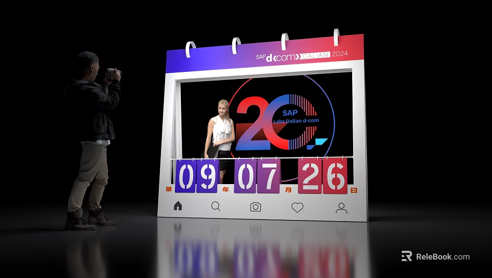 Popular SAP 20th Anniversary Calendar Installation Photo Spot With Date Numbers And Social Media Icons 3d model 