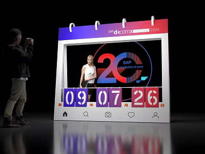 Popular SAP 20th Anniversary Calendar Installation Photo Spot With Date Numbers And Social Media Icons 3d model