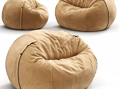 Brown Bean Bag Chairs Set of Three for Cozy Living Room Comfort 3d model