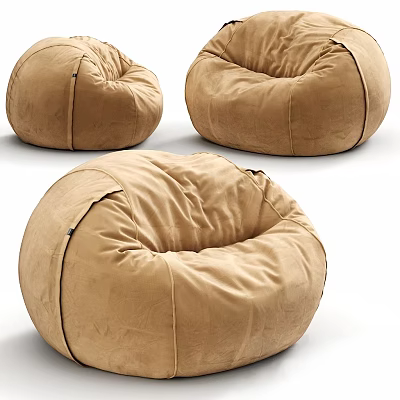 Brown Bean Bag Chairs Set of Three for Cozy Living Room Comfort 3d model