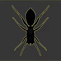 Detailed Black Ant 3D Model With Long Brown Legs On Dark Background