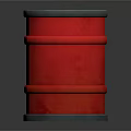 Red Oil Barrel With Gray Lid And Reflective Base On Dark Background
