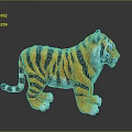 Plush Tiger Toy With Orange Black Stripes And White Paws Standing On Dark Background