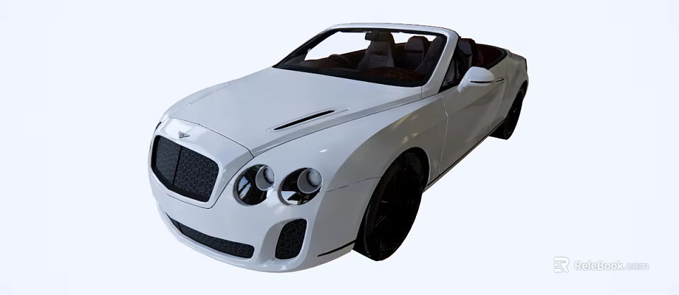 White Luxury Convertible Sports Car With Elegant Front Grille And Black Wheels 3d model 