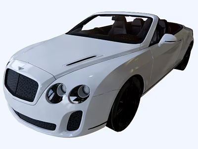 White Luxury Convertible Sports Car With Elegant Front Grille And Black Wheels 3d model