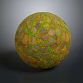 Ornate Architectural Sphere Featuring Mosaic Stone Tile Texture And Colorful Green Orange Patterns