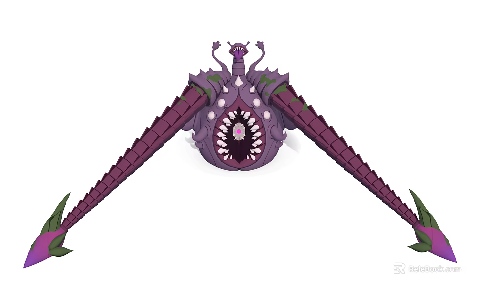 Purple Multi Legged Monster Character With Sharp Teeth And Tentacle Limbs For Game And Movie 3d model 