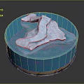 Natural Scene of Blue Water Surface with White Iceberg on Circular Platform and Copper Base