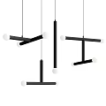 Modern Hanging Pendant Lights With Black Rods And White Spherical Globes