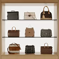 Various Stylish Bags Display On Shelves With Different Colors And Designs