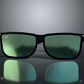 Stylish Black Frame Sunglasses With Green Reflective Lenses For Daily Use