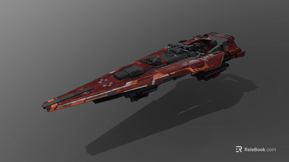 Red Interstellar Spaceship With Futuristic Sci Fi Design For Cosmic Exploration 3d model 