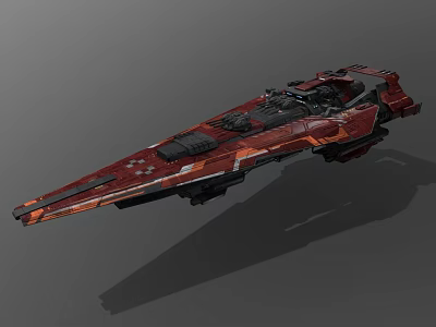 Red Interstellar Spaceship With Futuristic Sci Fi Design For Cosmic Exploration 3d model