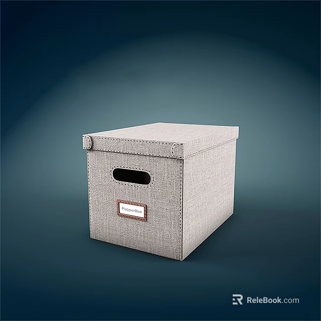 Gray Linen Fabric Storage Box With Label Holder And Handle Design 3d model 
