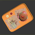 Giant Chicken Burger With Fries And Condiments On Orange Tray