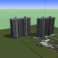 Modern High Rise Residential Building Exterior With Greenery And Evening Lighting