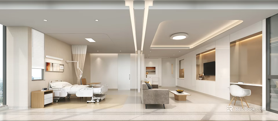 Modern Living Dining Room Interior With Open Layout Sofa And Dining Table 3d model 