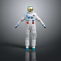 Astronaut in White Spacesuit with Gold Helmet Blue Gloves and Red Buttons for Space Missions