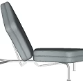 Modern Asymmetrical Sofa With Light Gray Leather Upholstery And Metal Frame