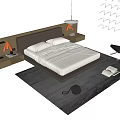 Contemporary Double Bed With Brown Headboard White Bedding Nightstands Lamps Rocking Chair And Gray Rug