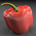 Fresh Red Bell Pepper Vegetable with Vibrant Color and Green Stem on Gray Surface