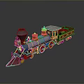 Vintage Steam Train Model With Black And Red Decorative Design Details