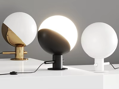 Modern Spherical Table Lamps With Various Color Bases And Illuminated Design 3d model