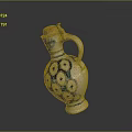 Traditional Ceramic Jug With Blue And White Circular Patterns Lid Spout And Handle 3d model