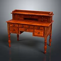 Elegant Classic Vintage Wooden Desk With Multiple Drawers And Carved Legs