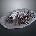 Artistic Stacked Wood Pieces On Natural Stone Base For Decorative Home