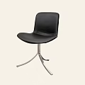 Black Leather Office Chair with Modern Swivel Base and Sturdy Metal Frame