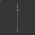 Elegant Medieval Sword With Long Silver Blade And Decorative Crossguard Hilt Design