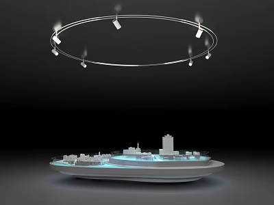 Modern Display Shelf Showcase Platform With Circular Lighting For Architectural Models 3d model