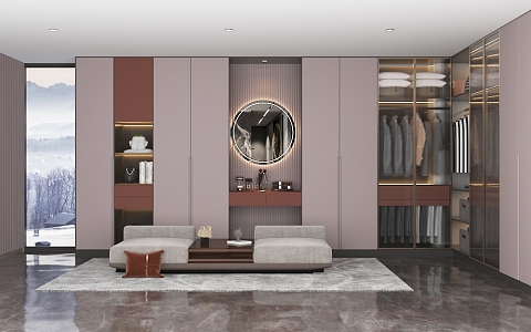 Light Luxury Cloakroom 3d model