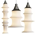 Modern Tiered Pendant Lights With White Frosted Glass Shades And Black Metal Finishes